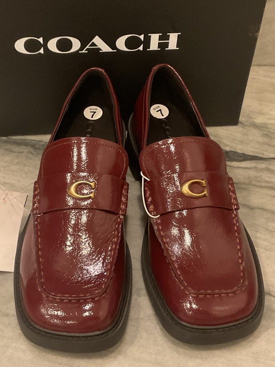 Coach Shoes - Coach Burgundy Patent Leather Loafers